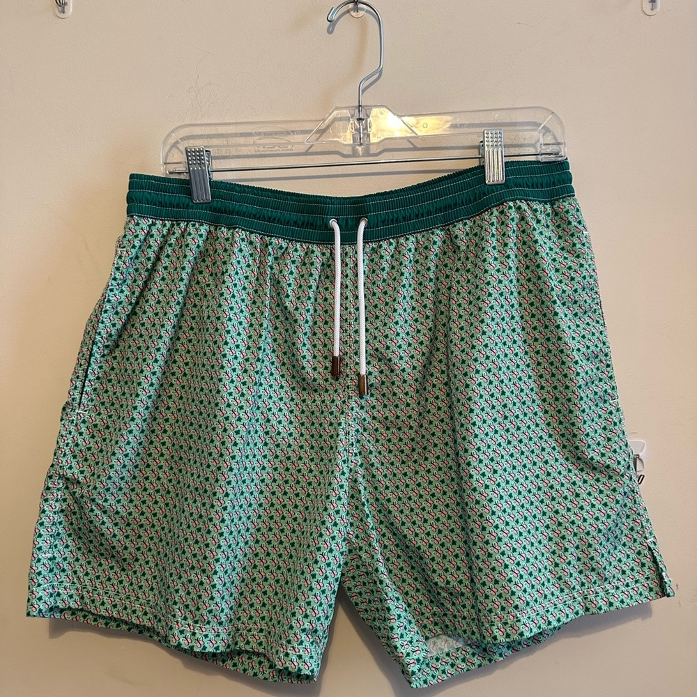 SOCAPRI Green Print Swim Trunk Men’s XXL Boutique Hand Made In Italy 2XL